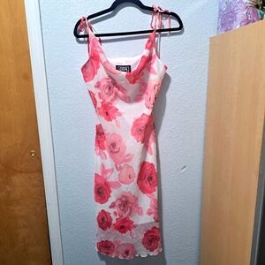 Vintage Pink Floral Sheer Dress 90s